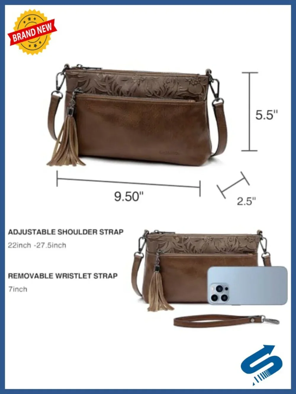 Western Concho Embossed Vegan Leather Crossbody Purse
